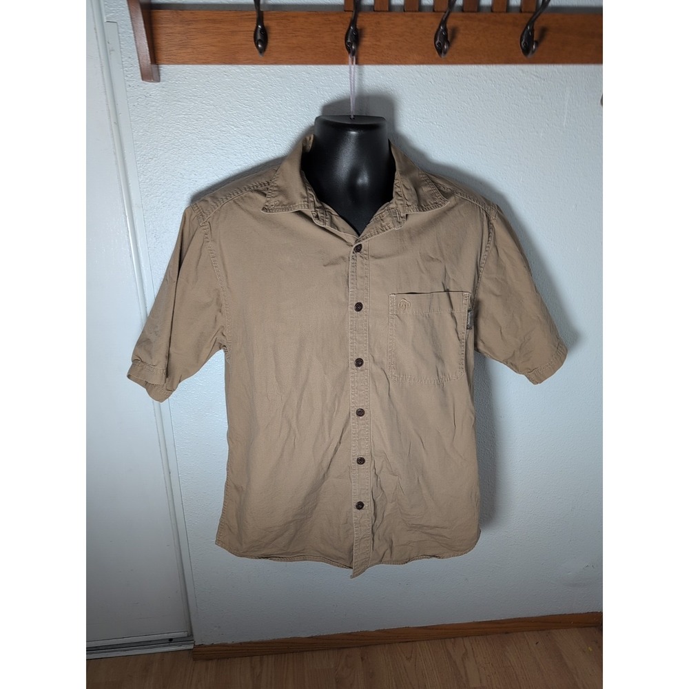 Wolverine Men's Medium Khaki Cotton Workwear‎ Button Up Shirt Short Sleeve